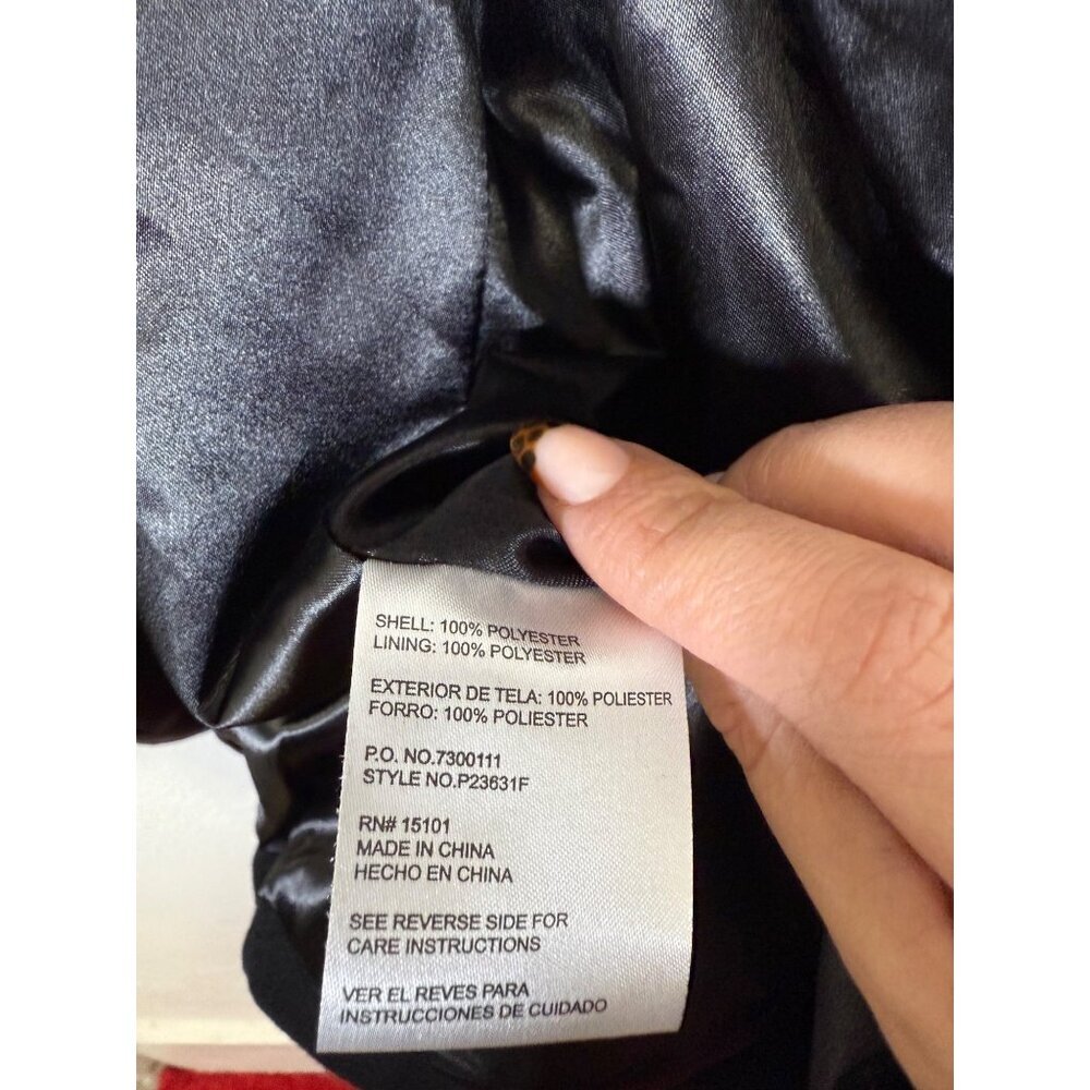 PINK ENVELOPE Womens Long Sleeve Button Front PeaCoat Jacket Black Hooded - Picture 6 of 13